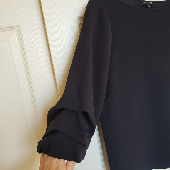 Lafayette 148 Dark Gray Blouse with gathered sleeves. Size S Office Quiet luxury - Picture 5 of 8